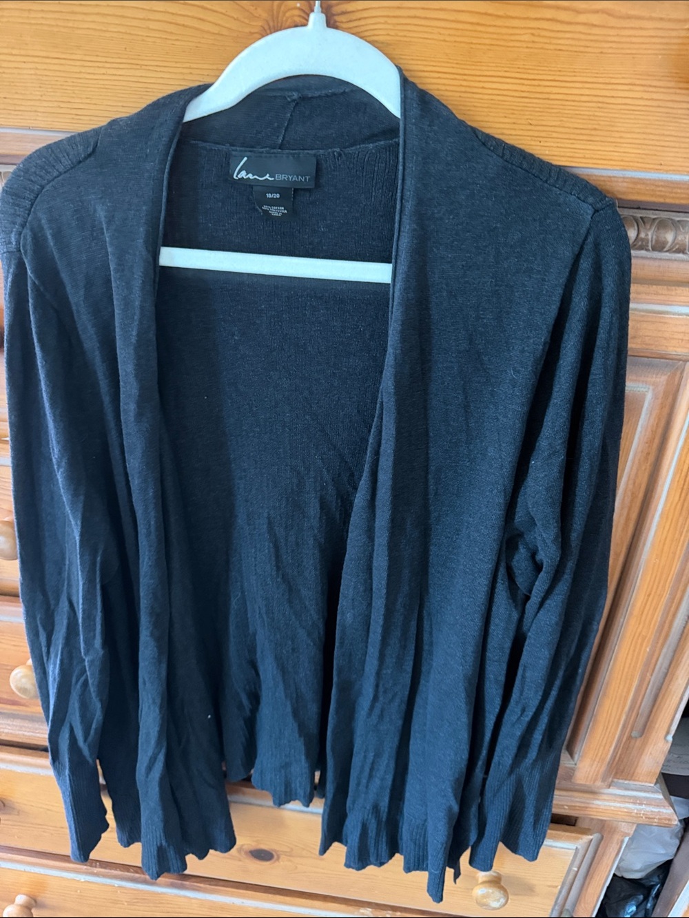 Lane Bryant Black Ribbed Open Cardigan